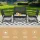 Honhorrs Four-Piece Steel Patio Conversation Set, Breathable Fabric Seating with Curved Armrests