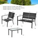 Honhorrs Four-Piece Steel Patio Conversation Set, Breathable Fabric Seating with Curved Armrests