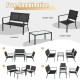 Honhorrs Four-Piece Steel Patio Conversation Set, Breathable Fabric Seating with Curved Armrests