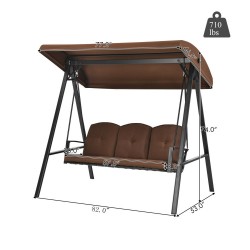 Honhorrs Three-Seat Porch Swing, Removable Adjustable Canopy and Cushions with 710-Lb Total Capacity