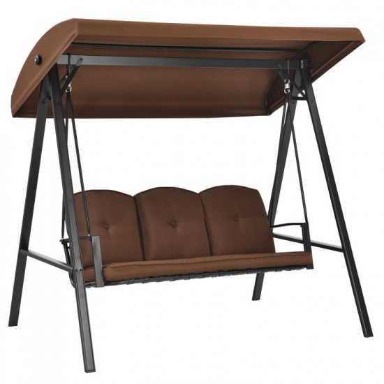 Honhorrs Three-Seat Porch Swing, Removable Adjustable Canopy and Cushions with 710-Lb Total Capacity