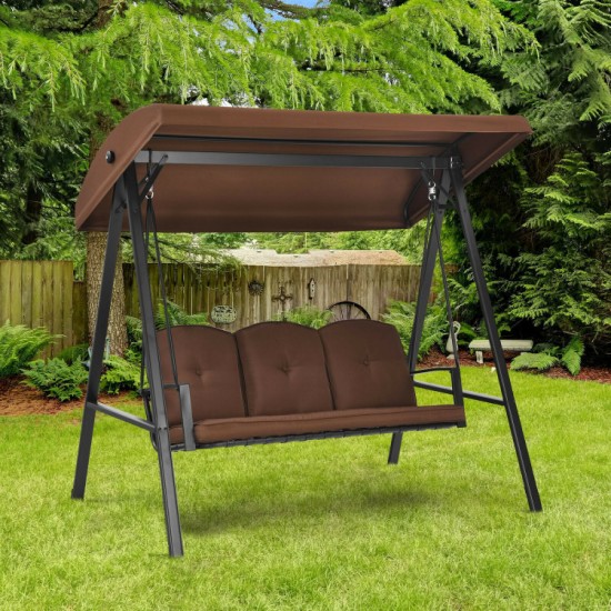 Honhorrs Three-Seat Porch Swing, Removable Adjustable Canopy and Cushions with 710-Lb Total Capacity