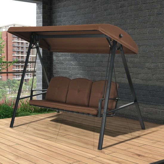 Honhorrs Three-Seat Porch Swing, Removable Adjustable Canopy and Cushions with 710-Lb Total Capacity