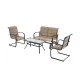 Honhorrs Four-Piece Motion Patio Set, Glider Loveseat and Spring Chairs with Tempered-Glass Table
