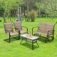 Honhorrs Four-Piece Motion Patio Set, Glider Loveseat and Spring Chairs with Tempered-Glass Table