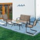 Honhorrs Four-Piece Motion Patio Set, Glider Loveseat and Spring Chairs with Tempered-Glass Table