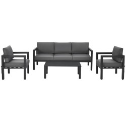 XVX Four-Piece Aluminum Patio Lounge Set, Rearrangeable Seating with Removable Cushion Covers