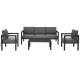 Honhorrs Four-Piece Aluminum Patio Lounge Set, Rearrangeable Seating with Removable Cushion Covers