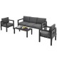 Honhorrs Four-Piece Aluminum Patio Lounge Set, Rearrangeable Seating with Removable Cushion Covers