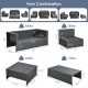 Honhorrs Six-Piece Wicker Patio Lounge Set, Loveseat and Armless Seats with Two Ottomans and Table