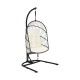 Honhorrs Hanging Wicker Egg Chair, Foldable Basket with Cushion, Steel Stand and Securing Strap