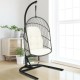 Honhorrs Hanging Wicker Egg Chair, Foldable Basket with Cushion, Steel Stand and Securing Strap