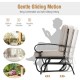 Honhorrs Two-Seat Patio Glider Bench, Olefin Cushions with Ties and a Curved Steel Seating Frame