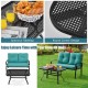 Honhorrs Two-Piece Patio Loveseat and Coffee Table, Padded Bench with a Honeycomb-Pattern Tabletop