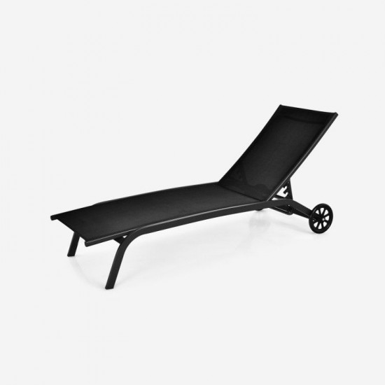 Honhorrs Outdoor Chaise Recliner: Six Backrest Positions, Armrests, Rear Wheels and 330 lb Capacity