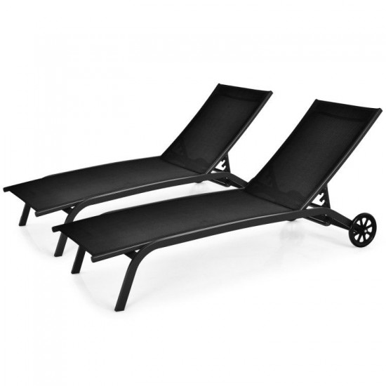 Honhorrs Outdoor Chaise Recliner: Six Backrest Positions, Armrests, Rear Wheels and 330 lb Capacity