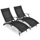 Honhorrs Two Folding Patio Chaise Loungers, Five Backrest Settings with Arms and Stackable Frames
