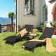 Honhorrs Two Folding Patio Chaise Loungers, Five Backrest Settings with Arms and Stackable Frames