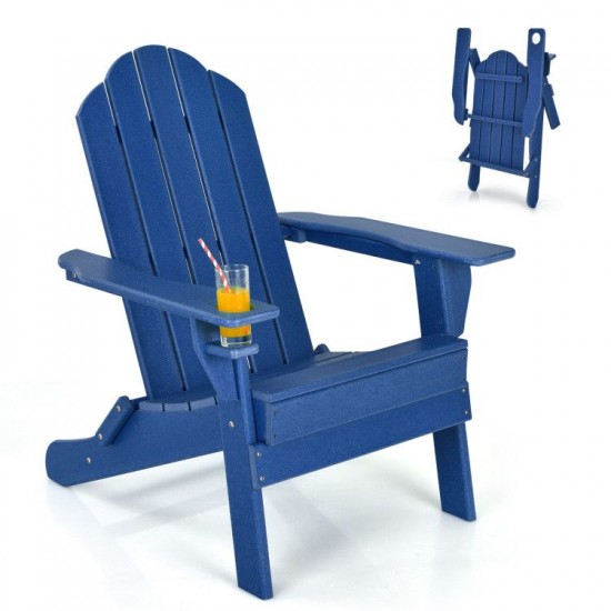 Honhorrs Folding PE Patio Armchair, Built-In Cup Holder and Wide Seat with Stainless Steel Fasteners