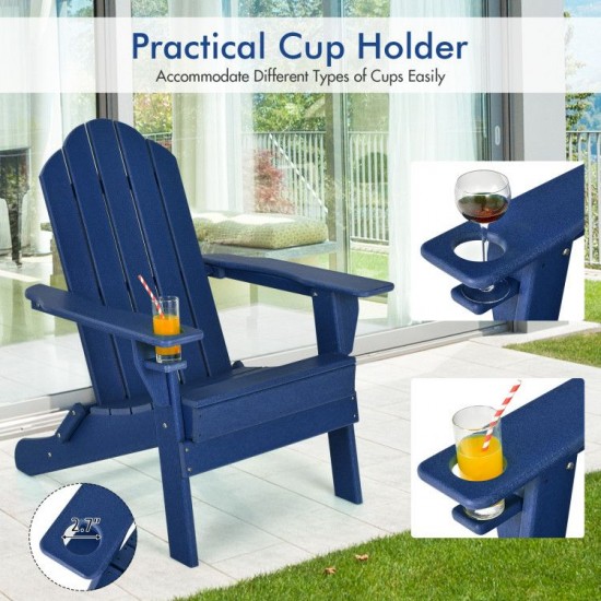 Honhorrs Folding PE Patio Armchair, Built-In Cup Holder and Wide Seat with Stainless Steel Fasteners
