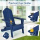 Honhorrs Folding PE Patio Armchair, Built-In Cup Holder and Wide Seat with Stainless Steel Fasteners
