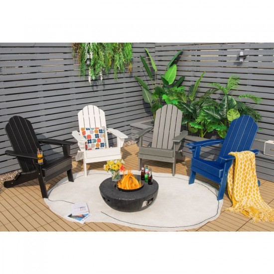 Honhorrs Folding PE Patio Armchair, Built-In Cup Holder and Wide Seat with Stainless Steel Fasteners