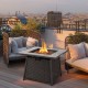Honhorrs 35-Inch Propane Fire Table, Wicker-Look Exterior with Burner Lid, Lava Rocks and PVC Cover