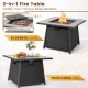 Honhorrs 35-Inch Propane Fire Table, Wicker-Look Exterior with Burner Lid, Lava Rocks and PVC Cover
