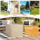 Honhorrs Nine-Piece Wicker Patio Group, 35-Inch Gas Fire Table with Storage Ottomans and Cushions
