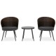 Honhorrs Three-Piece Patio Bistro Set, Curved-Back Cushioned Chairs and Tempered Glass Coffee Table