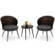 Honhorrs Three-Piece Patio Bistro Set, Curved-Back Cushioned Chairs and Tempered Glass Coffee Table