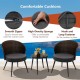 Honhorrs Three-Piece Patio Bistro Set, Curved-Back Cushioned Chairs and Tempered Glass Coffee Table