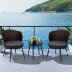 Honhorrs Three-Piece Patio Bistro Set, Curved-Back Cushioned Chairs and Tempered Glass Coffee Table