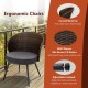 Honhorrs Three-Piece Patio Bistro Set, Curved-Back Cushioned Chairs and Tempered Glass Coffee Table