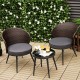 Honhorrs Three-Piece Patio Bistro Set, Curved-Back Cushioned Chairs and Tempered Glass Coffee Table
