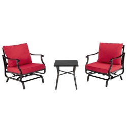 XVX Three-Piece Patio Glider Set, Two Padded Chairs and Steel Coffee Table with Zippered Covers