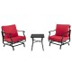 Owlyin Three-Piece Patio Glider Set, Two Padded Chairs and Steel Coffee Table with Zippered Covers