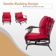 Owlyin Three-Piece Patio Glider Set, Two Padded Chairs and Steel Coffee Table with Zippered Covers