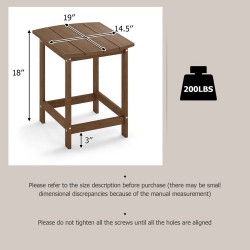 XVX Eighteen-Inch PE Patio Side Table, Smooth Top with Stainless Steel Screws and 200-Lb Rating