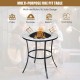 Honhorrs 23.5-Inch Round Wood-Burning Fire Pit Table, Steel Bowl with Mesh Screen and Tending Poker