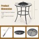 Honhorrs 23.5-Inch Round Wood-Burning Fire Pit Table, Steel Bowl with Mesh Screen and Tending Poker