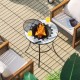 Honhorrs 23.5-Inch Round Wood-Burning Fire Pit Table, Steel Bowl with Mesh Screen and Tending Poker
