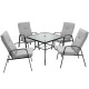 Owlyin Four Stackable Patio Dining Chairs, Tall Cushions and Curved Arms on Reinforced Steel Frames