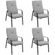Owlyin Four Stackable Patio Dining Chairs, Tall Cushions and Curved Arms on Reinforced Steel Frames