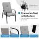 Owlyin Four Stackable Patio Dining Chairs, Tall Cushions and Curved Arms on Reinforced Steel Frames