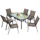 Honhorrs Six Stackable Patio Dining Chairs, Fabric Seats with Curved Armrests and Steel Frame Legs
