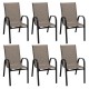 Honhorrs Six Stackable Patio Dining Chairs, Fabric Seats with Curved Armrests and Steel Frame Legs