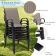 Honhorrs Six Stackable Patio Dining Chairs, Fabric Seats with Curved Armrests and Steel Frame Legs