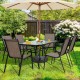 Honhorrs Six Stackable Patio Dining Chairs, Fabric Seats with Curved Armrests and Steel Frame Legs