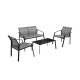 Honhorrs Four-Piece Fabric Patio Chat Set, Loveseat and Armchairs with Steel Frames and Glass Table